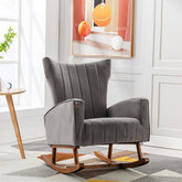 Wooden Velvet Accent Rocking Chair (Grey) - WoodenTwist